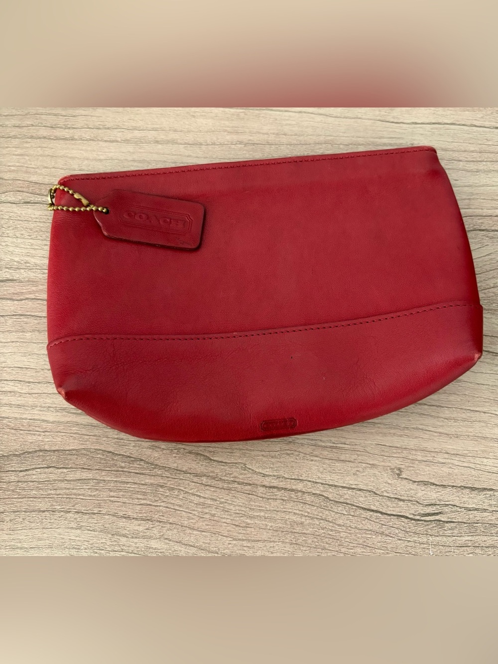 Coach Vintage Red Leather Cosmetic Bag w/ hang tag